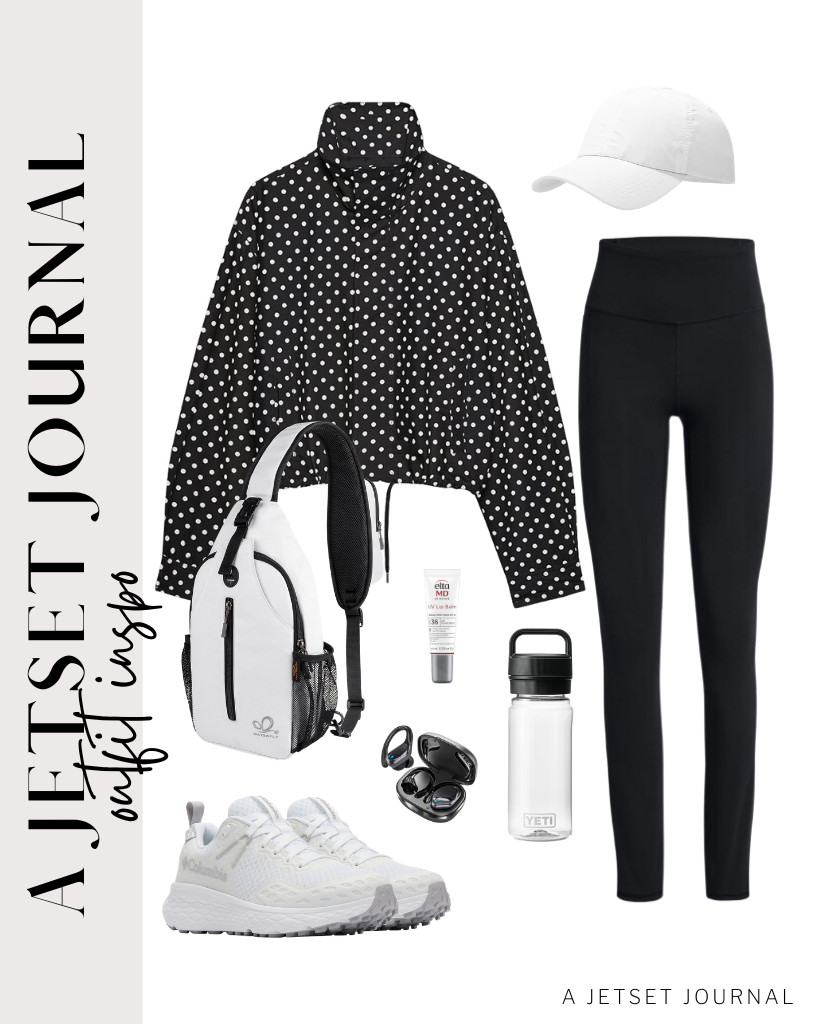 I love the combination of this black polka dot top and black leggings. Columbia has these OutDry sneakers that match the vibe perfectly. It’s also a great opportunity to try this trendy EltaMD UV lip balm. 

 #LTKSeasonal #LTKSaleAlert #LTKTravel