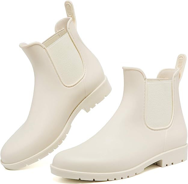 dripdrop Women's Ankle Rain Boots Waterproof Chelsea Booties Short Rain Shoes for Women | Amazon (US)
