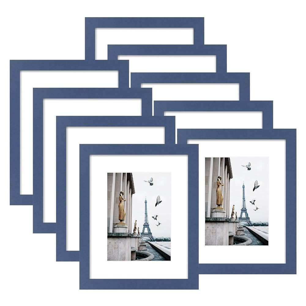 8x10 Picture Frame Set of 9, Display Pictures 5x7 with Mat or 8 x 10 Without Mat, Multi Photo Fra... | Amazon (US)