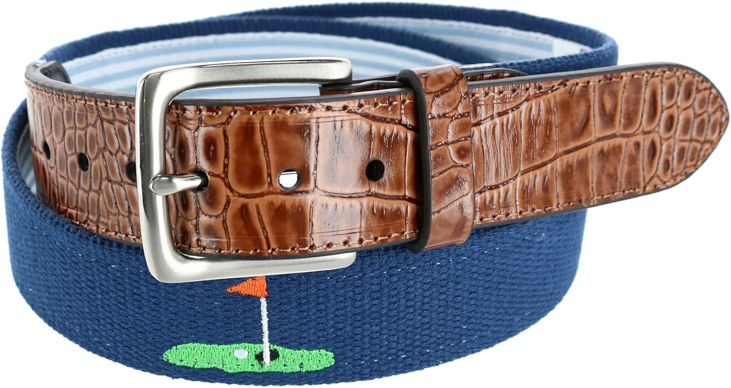 Greg Norman Men's Flag Golf Web Belt       
Material: Synthetic | Amazon (US)