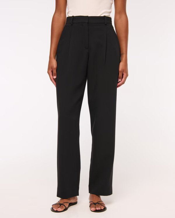 Women's Curve Love A&F Quinn Tailored Straight Pant | Women's Bottoms | Abercrombie.com | Abercrombie & Fitch (US)