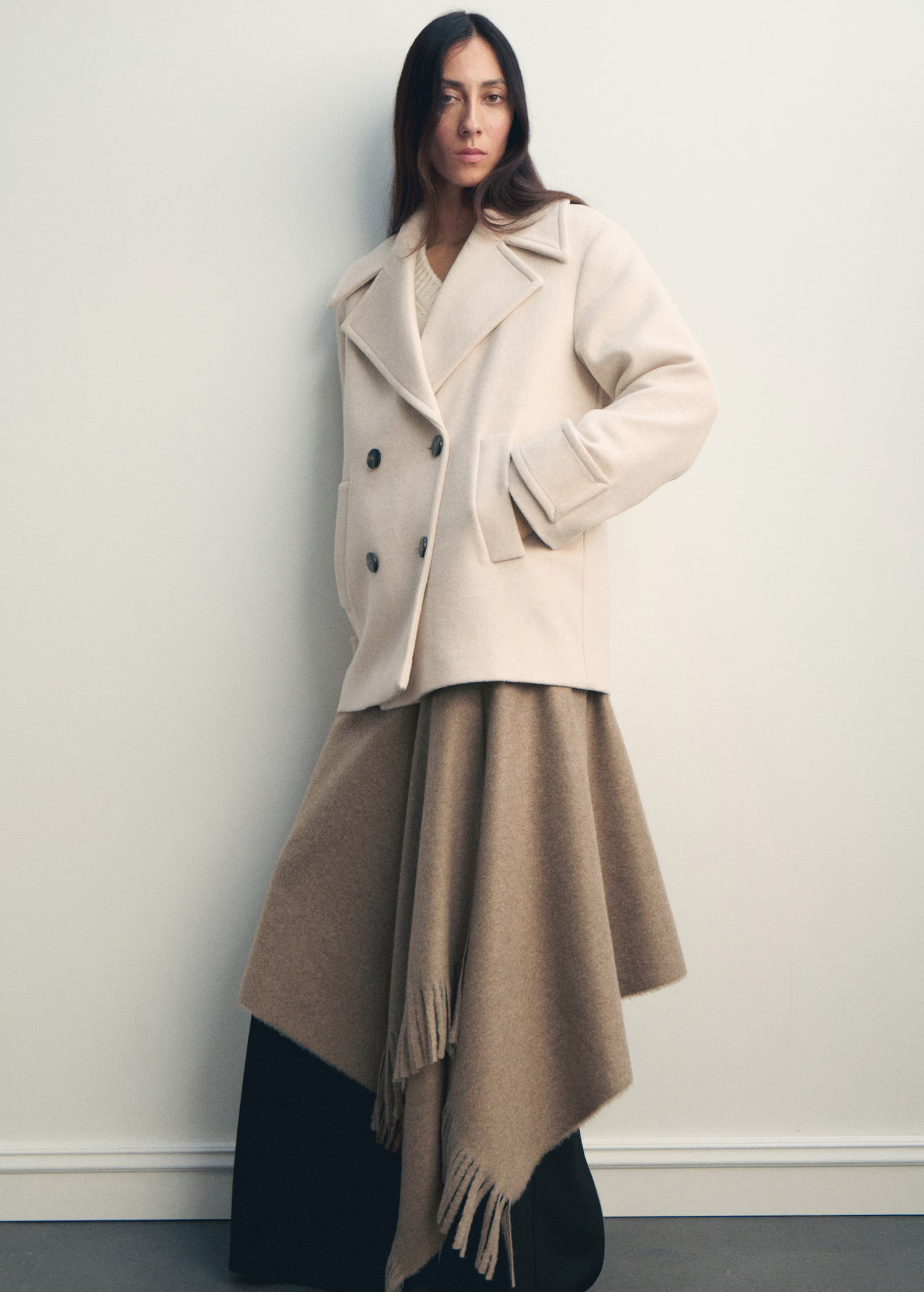 Double-breasted wool-blend coat | MANGO (UK)