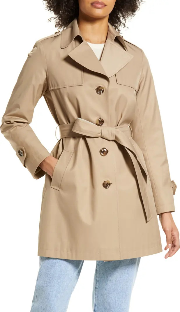 Water Repellent Tie Waist Cotton Blend Trench Coat | Nordstrom