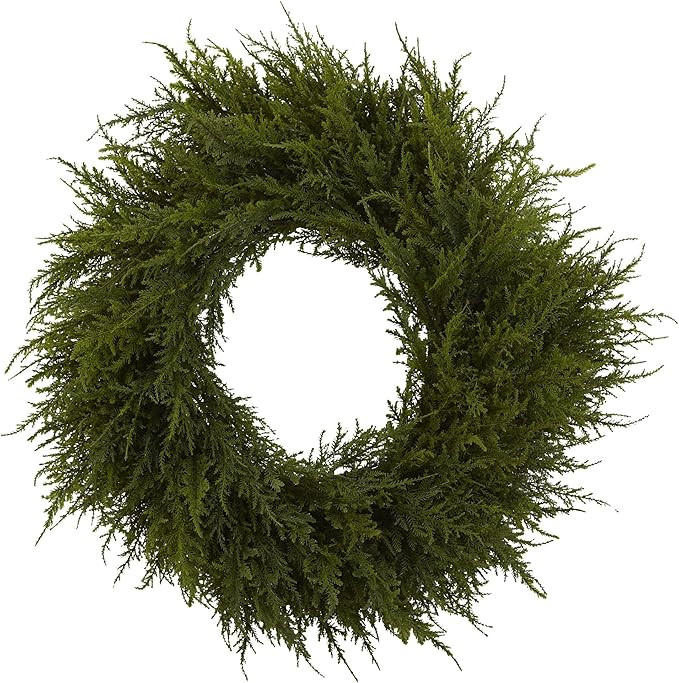 Nearly Natural 4952 Cedar Wreath, 24-Inch, Green | Amazon (US)