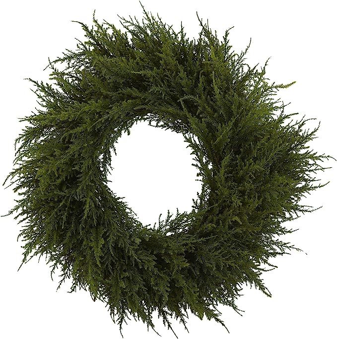 Nearly Natural 4952 Cedar Wreath, 24-Inch, Green | Amazon (US)