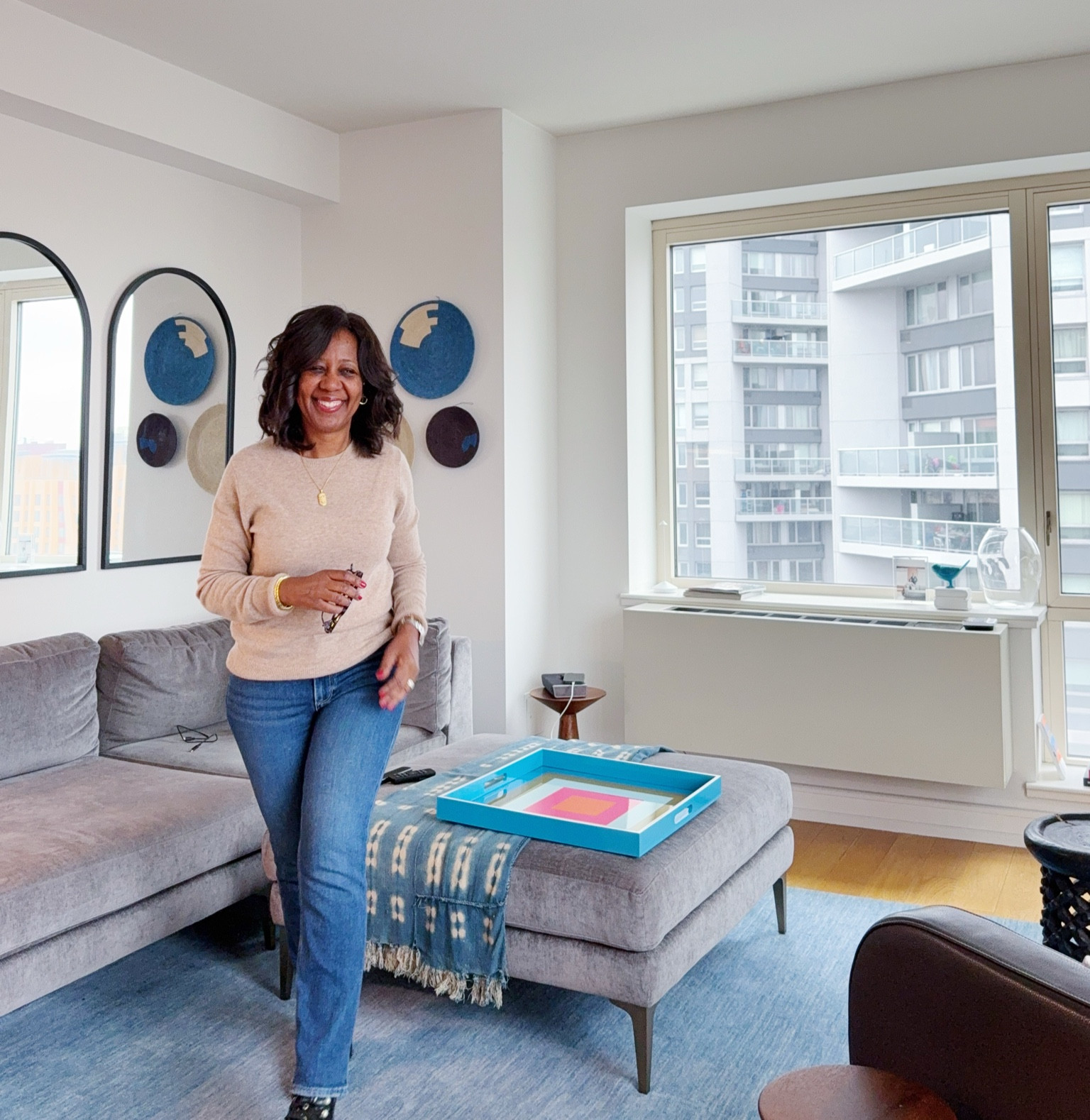 My new favorite cashmere sweater from Quince. It’s $49, fits true to size, keeps me warm but not hot. I’m wearing a Small.