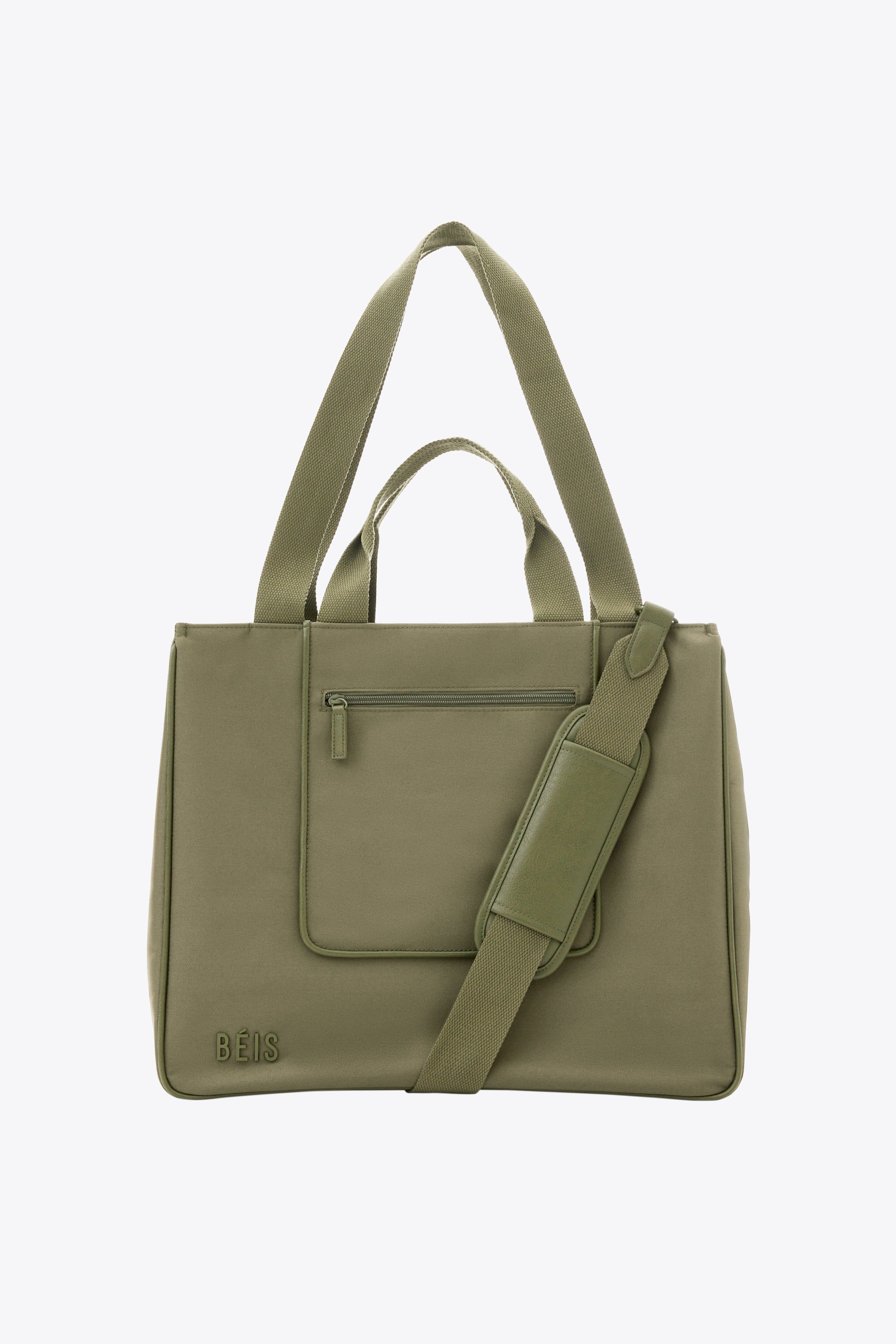 BÉIS 'The East to West Tote' in Olive - Green Recycled Travel Tote Bag | BÉIS Travel