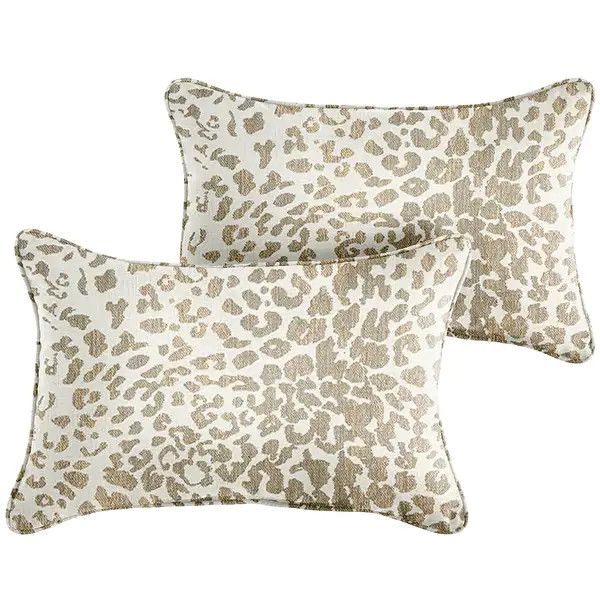 Sunbrella Tan Leopard Indoor/Outdoor Pillows, Set of 2, Corded | Bed Bath & Beyond