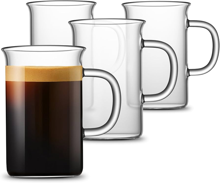 LUXU Glass Coffee Tea Cups(Set of 4)-13 oz,Clear Glass Mugs,Tall Drinking Glasses for Cappuccino,... | Amazon (US)