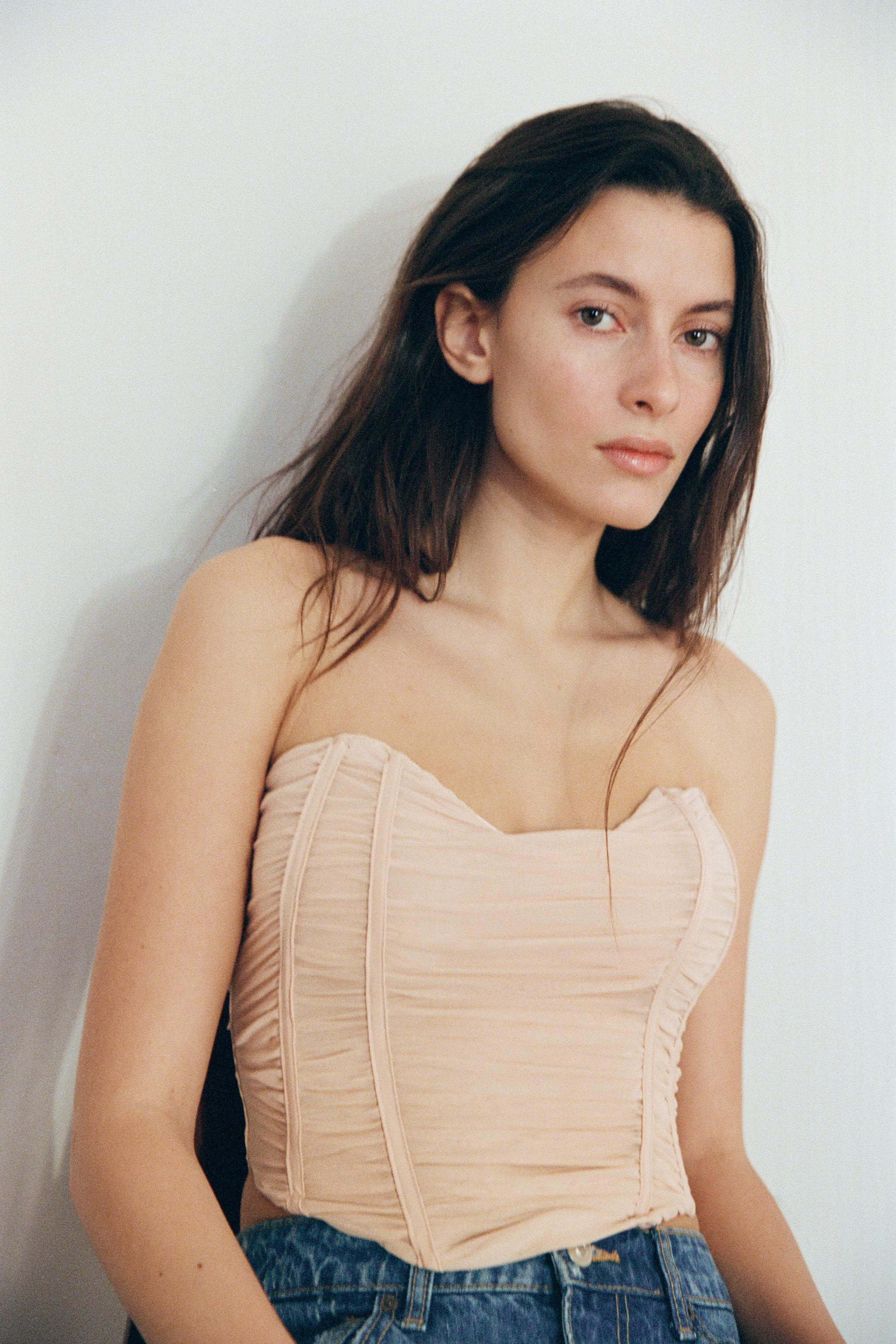 GATHERED TULLE CORSET TOP | Zara US