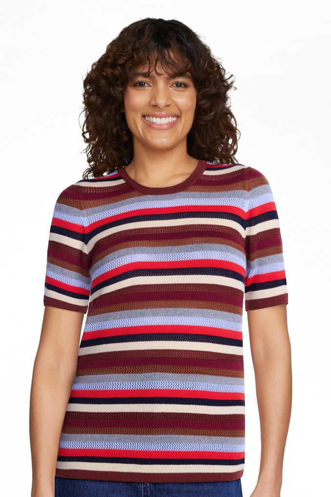 Scenario Women's and Women's Plus Stripe Sweater with Short Sleeves, Sizes XS-4X | Walmart (US)