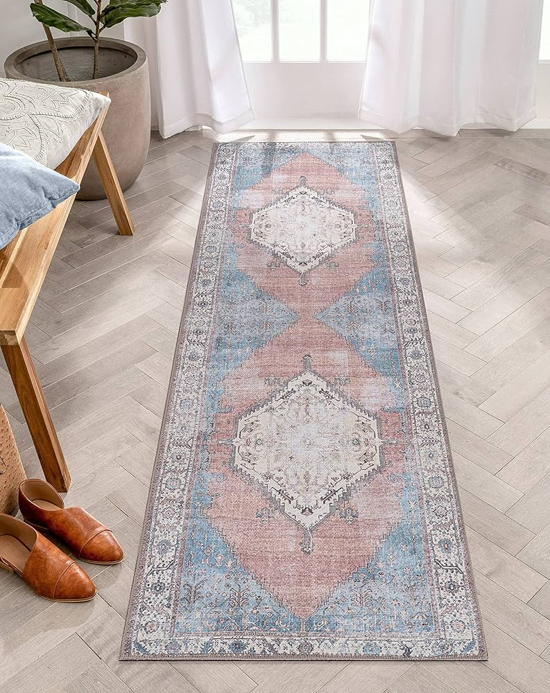 Adiva Rugs Machine Washable Area Rug with Non Slip Backing for Living Room, Bedroom, Bathroom, Ki... | Amazon (US)