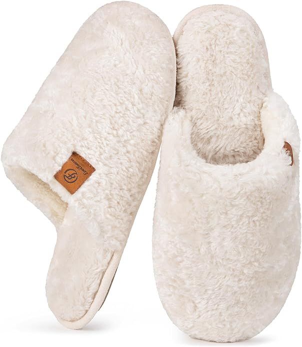 EverFoams Women's Fuzzy Slip-on Slippers Warm Cozy Soft Lightweight Memory Foam Indoor House Shoe... | Amazon (US)