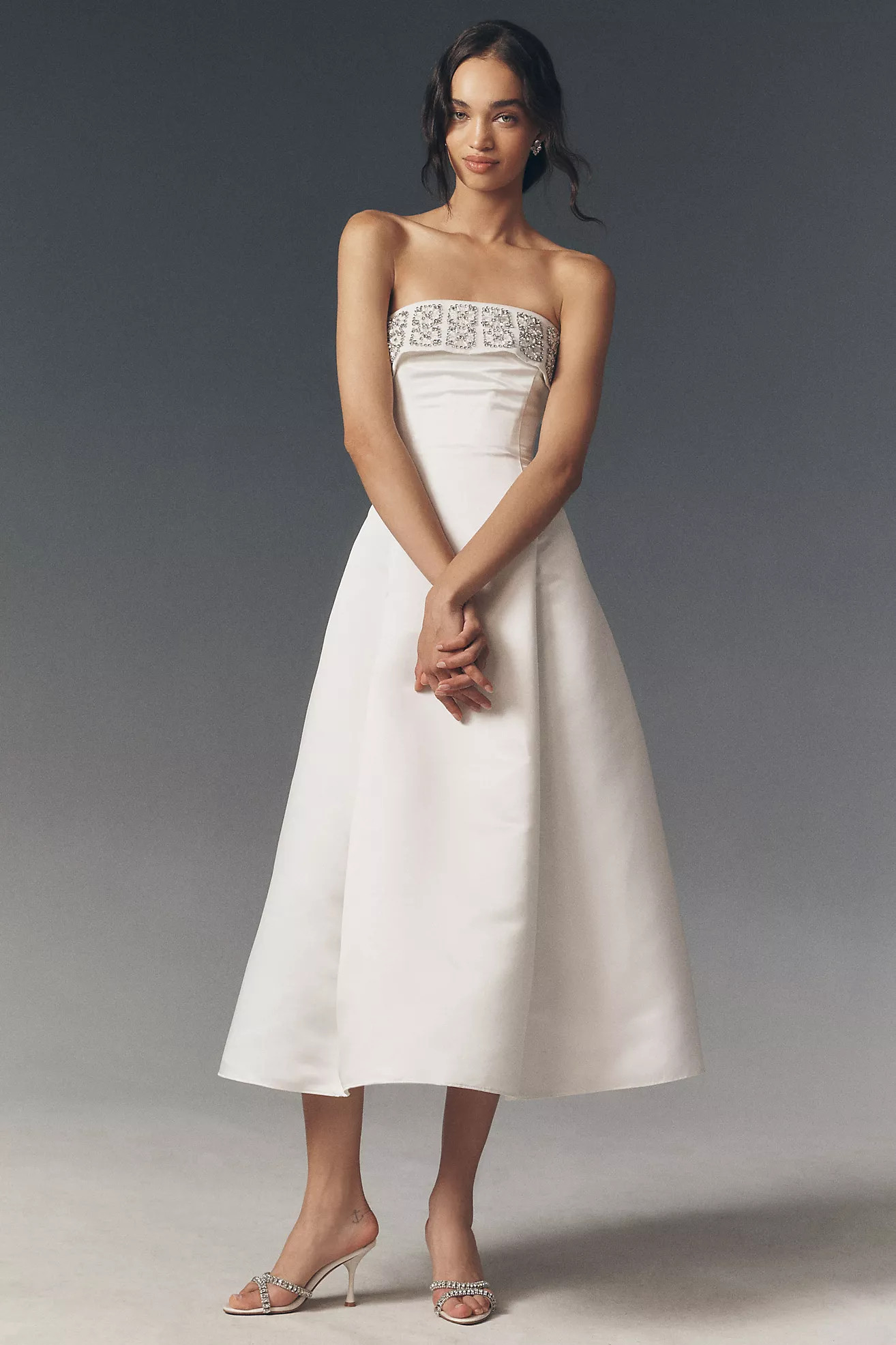 BHLDN Foldover Rhinestone Strapless Midi Dress | Anthropologie (US)