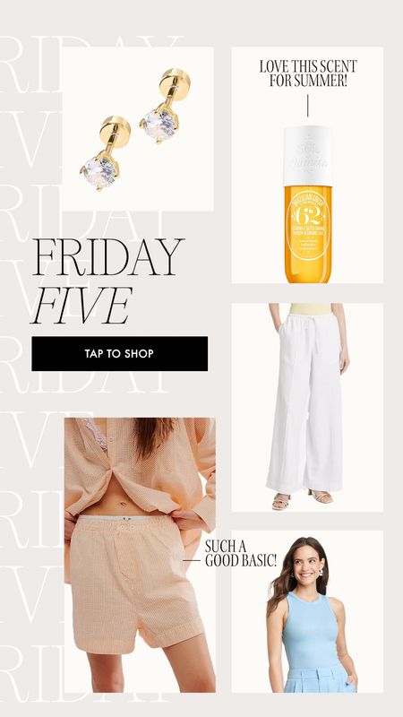 Friday five 🧡 have been obsessing over this scent for spring / summer!!! It smells heavenly 😍

Top 5, Friday 5, Friday five, linen pants, free people, Amazon jewelry, Amazon earrings 

#LTKSeasonal #LTKfindsunder50 #LTKxSephora