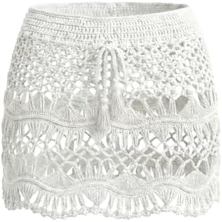 CUPSHE Women Crochet Coverup Skirt Drawstring Knit Mini Skirt Coverup for Swimwear | Amazon (US)