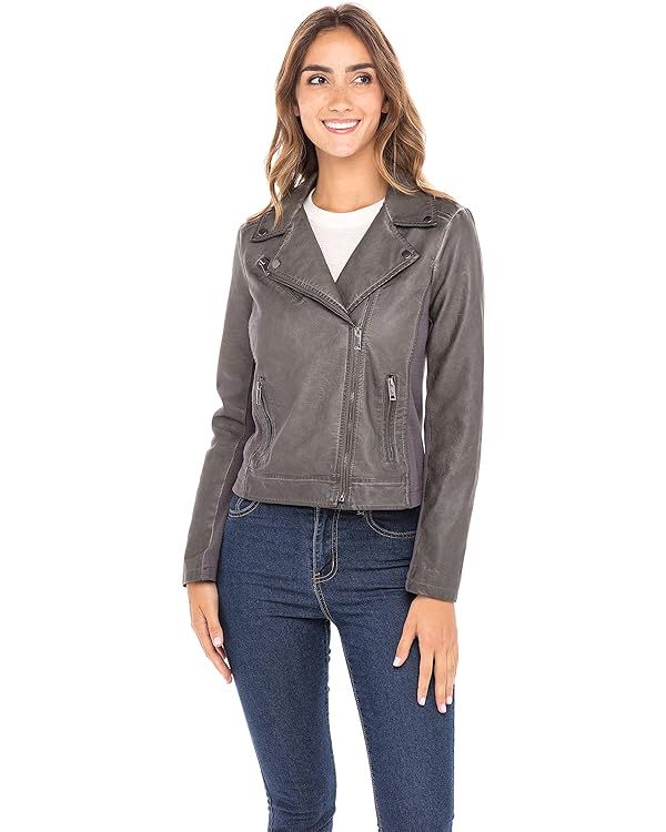 Sebby Collection Women's Jackets Faux Leather Moto Biker Jacket | Amazon (US)