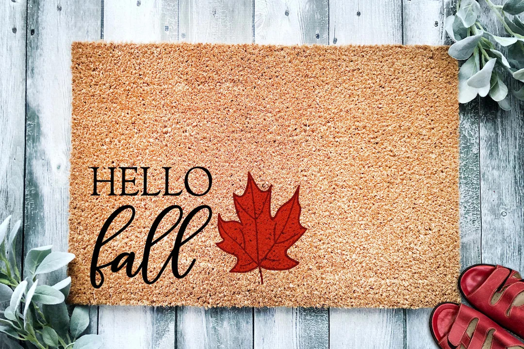 Hello Fall Door Mat  Maple Leaf Fall Doormat  Welcome Mat  - Etsy | Etsy (US)