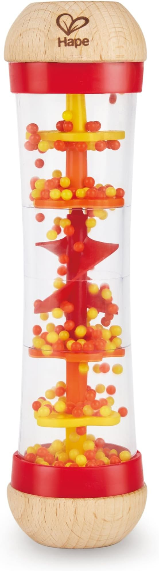 Hape Beaded Raindrops | Mini Wooden Musical Toddler Instrument, Shake & Rattle Rainmaker Toy, Red | Amazon (US)
