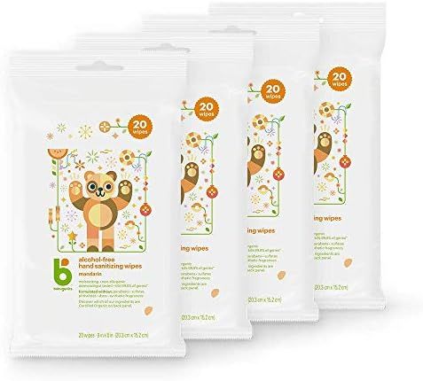 Babyganics Alcohol-Free Hand Sanitizer Wipes, Mandarin, 20 ct, 4 Pack, Packaging May Vary | Amazon (US)