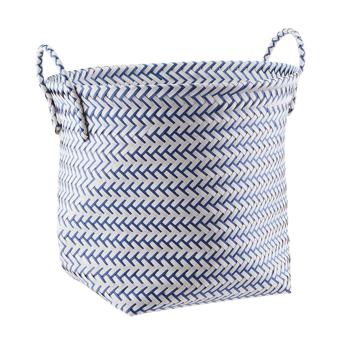 Slate Blue & White Strapping Basket | The Container Store