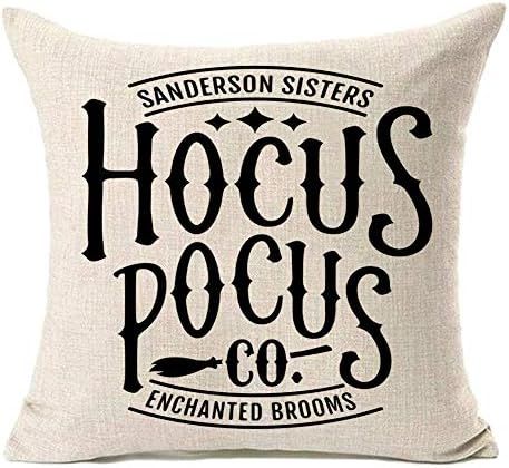 MFGNEH Hocus Pocus Co Enchanted Brooms Halloween Pillow Covers 18x18,Halloween Decorations Cotton... | Amazon (US)