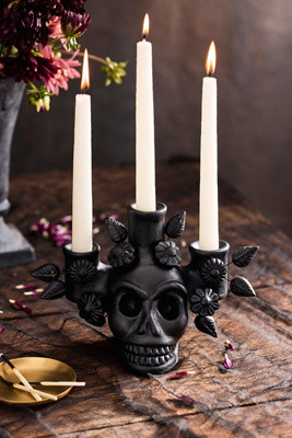 Oaxacan Clay Skull Taper Holder | Terrain