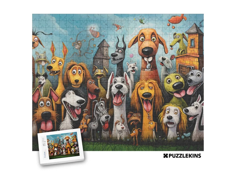Jigsaw Puzzle Cute Dog Party Fun Activity for Adults and Kids, 100 252 500 1000 piece puzzle Gift... | Etsy (US)