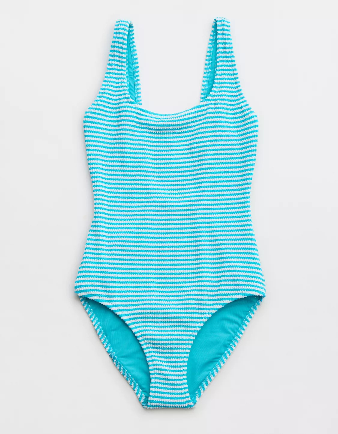 Aerie Crinkle Stripe Wide Strap Scoop One Piece Swimsuit | Aerie