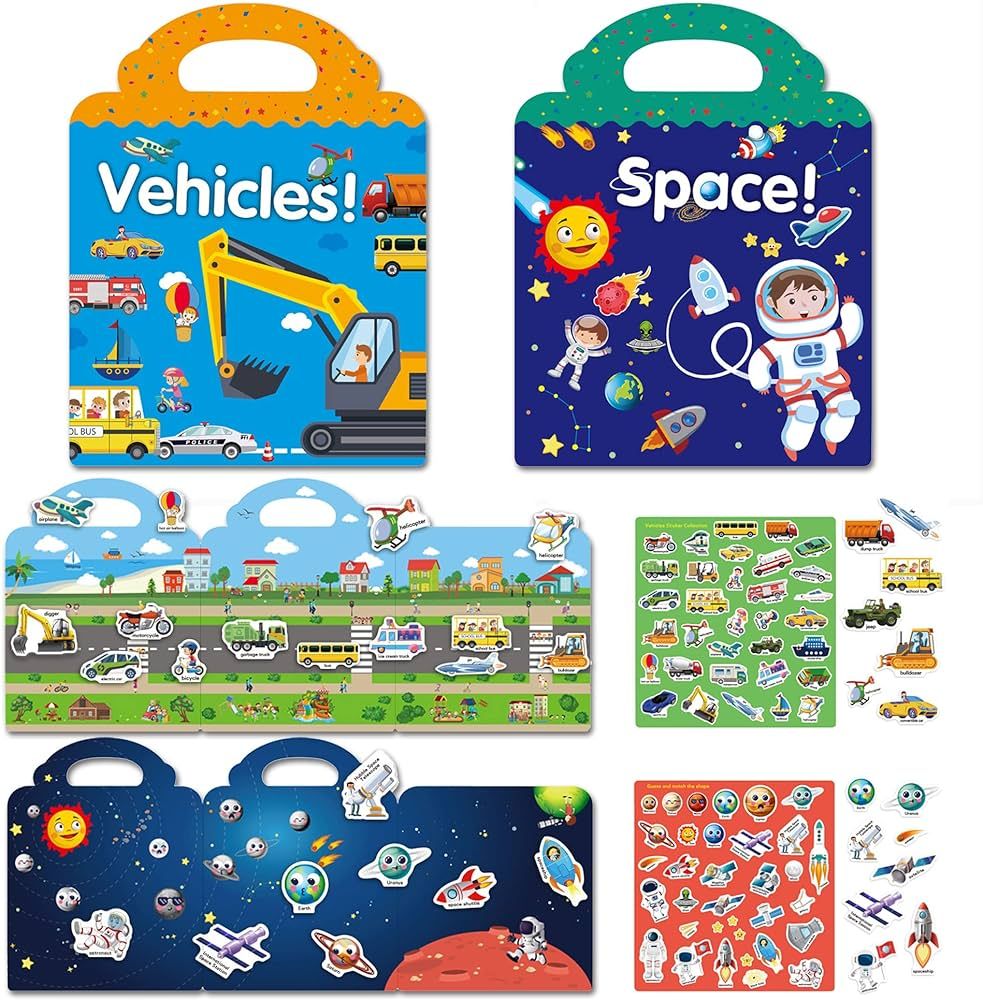 Reusable Sticker Books for Child,2pcs Activity Sticker Toys No-Trace for Boys Girls Learning - Ve... | Amazon (CA)