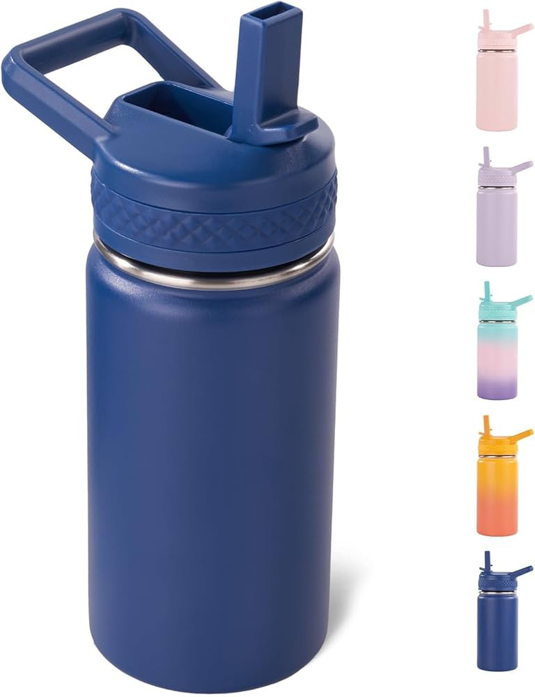 12 oz Kids Water Bottle, Toddler Water Bottle with Straw, Boys&Girls Bottle for School, 304 Stain... | Amazon (US)