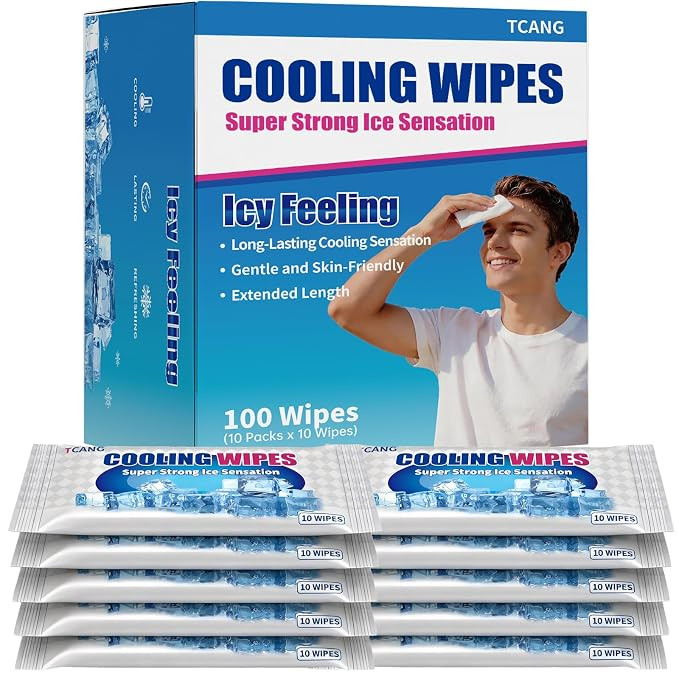 Cooling Face Body Wipes - 10 Packs of 10 (100 Wipes) - Disposable Individually Wrapped No-Rinse C... | Amazon (US)