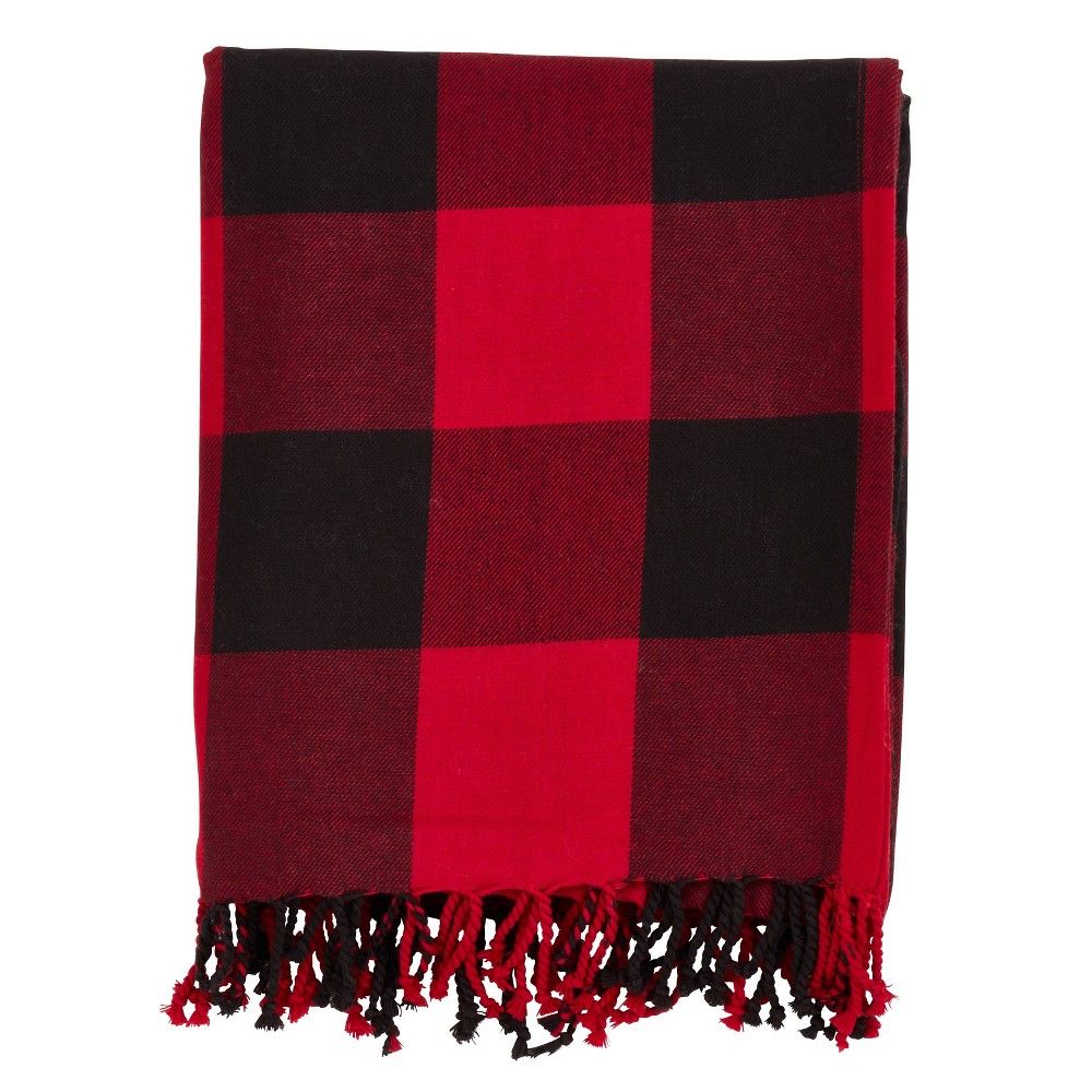 Buffalo Plaid Throw Blanket Red - Saro Lifestyle | Target