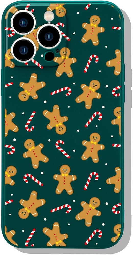 Idocolors Cute Gingerbread Man Case for iPhone 15 Pro Max, Green Soft Liquid Silicone Phone Case,... | Amazon (US)