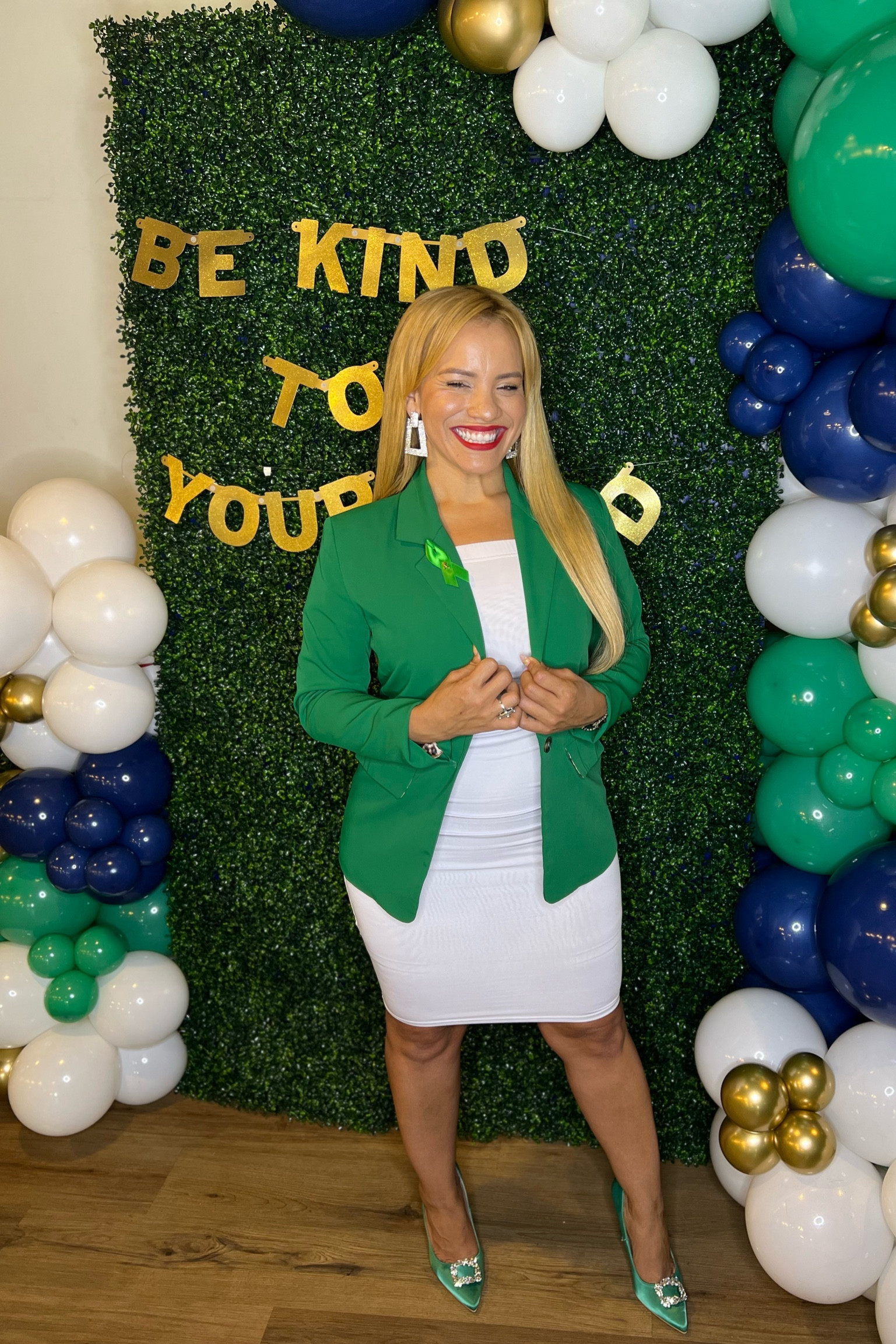 The perfect green blazer you didn’t know you needed! It is snug & comfy beyond beautiful fits so great on! 
The Bodycon dress is a must have in hour closet &
The shoes were a hit! Perfectly paired!
.
I wore this as a Speaker for my Mental Health Matters Conference & Brunch . 💚💚💚


#LTKsalealert #LTKstyletip #LTKshoecrush