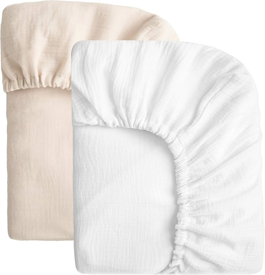 SOULFUL Muslin Crib Sheets for Boys Girls, 2 Pack Soft and Breathable Cotton Fitted Crib Sheets f... | Amazon (US)