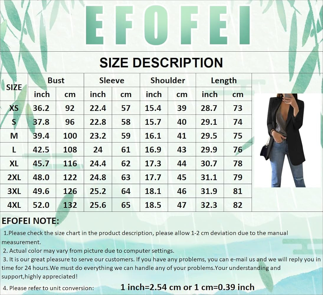 EFOFEI Women's Solid Color Blazer Round Neck Jackets Casual Slim Fit Long Sleeve Blazer Plus Size | Amazon (US)