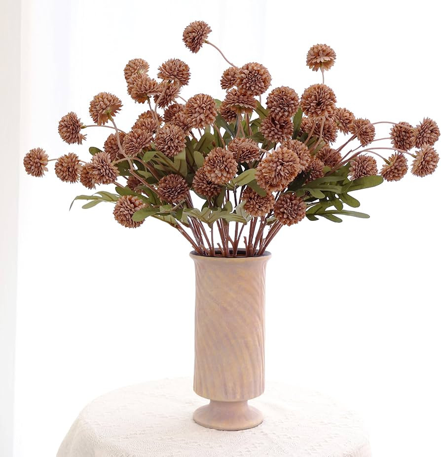 12Pcs Fake Kiku Flowers, Artificial Small Chrysanthemum Balls with Stems, Faux Silk Mini Pompon M... | Amazon (US)