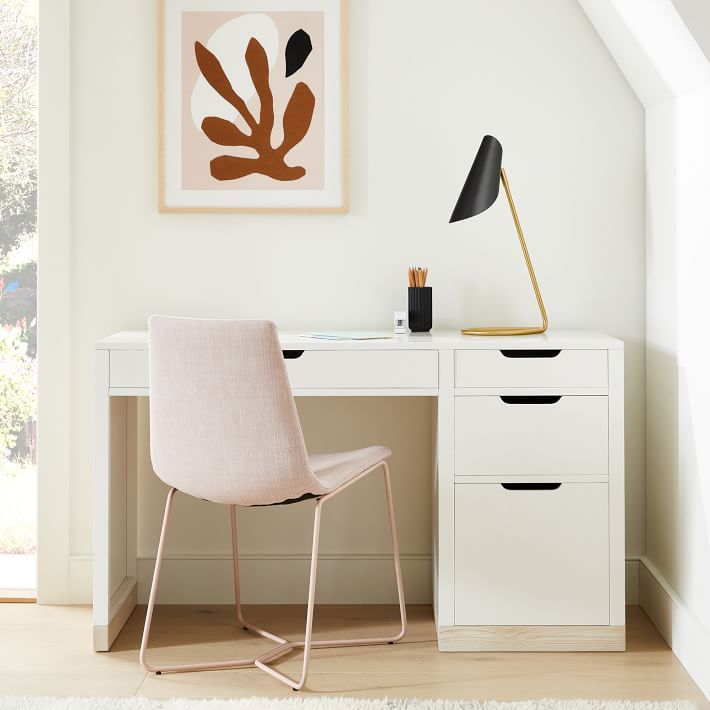 Rhys Desk (52") - Weathered White/Simply White | West Elm (US)