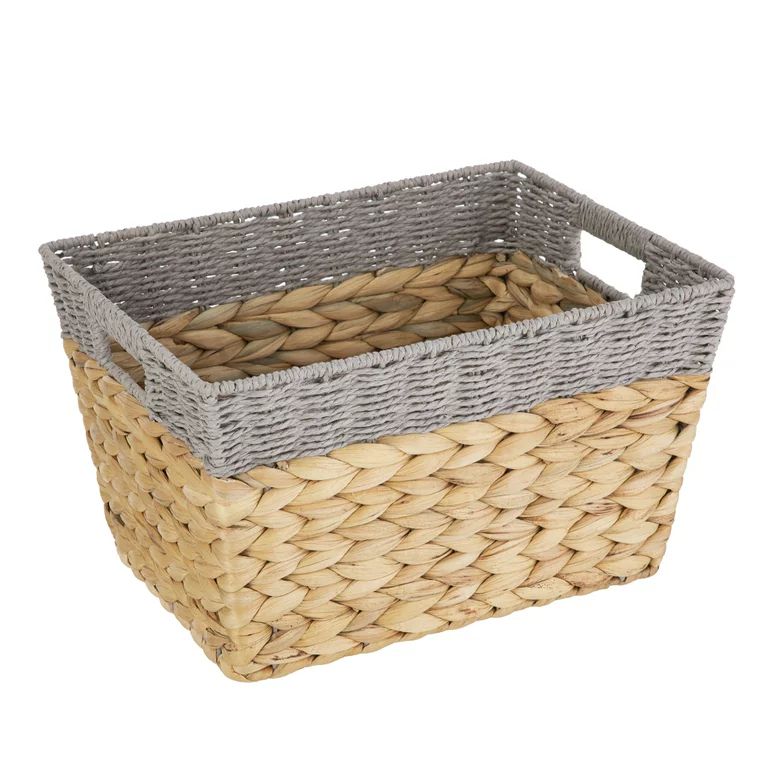 Better Homes & Gardens Large Storage Basket with Handles, Gray and Natural | Walmart (US)