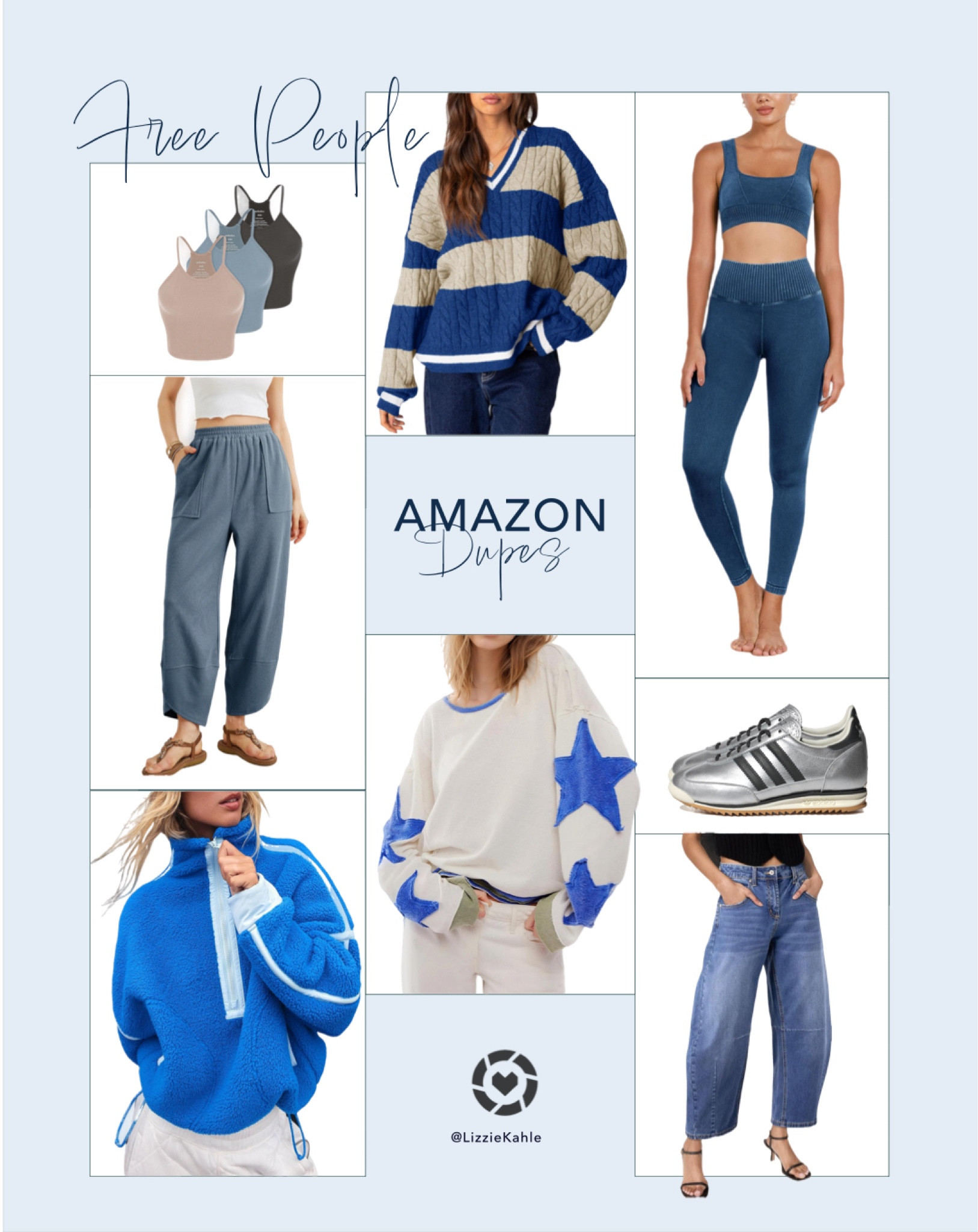 Free People dupes from Amazon 💙 exact items linked below 

#LTKFindsUnder100 #LTKActive #LTKFindsUnder50