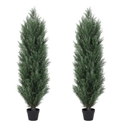 Kumasinova 2-Piece Lifelike Green Artificial Pine Cypress Tree, 120cm Fake Plants with Dense Foliage, Weighted Pot, Faux Plant for Indoor and Outdoor | Target