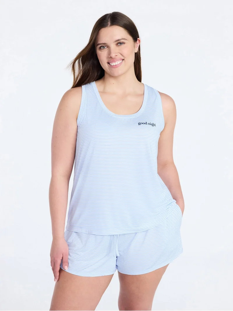 Joyspun Women's Tank Top and Shorts Pajama Set, 2-Piece, Sizes XS-3X | Walmart (US)
