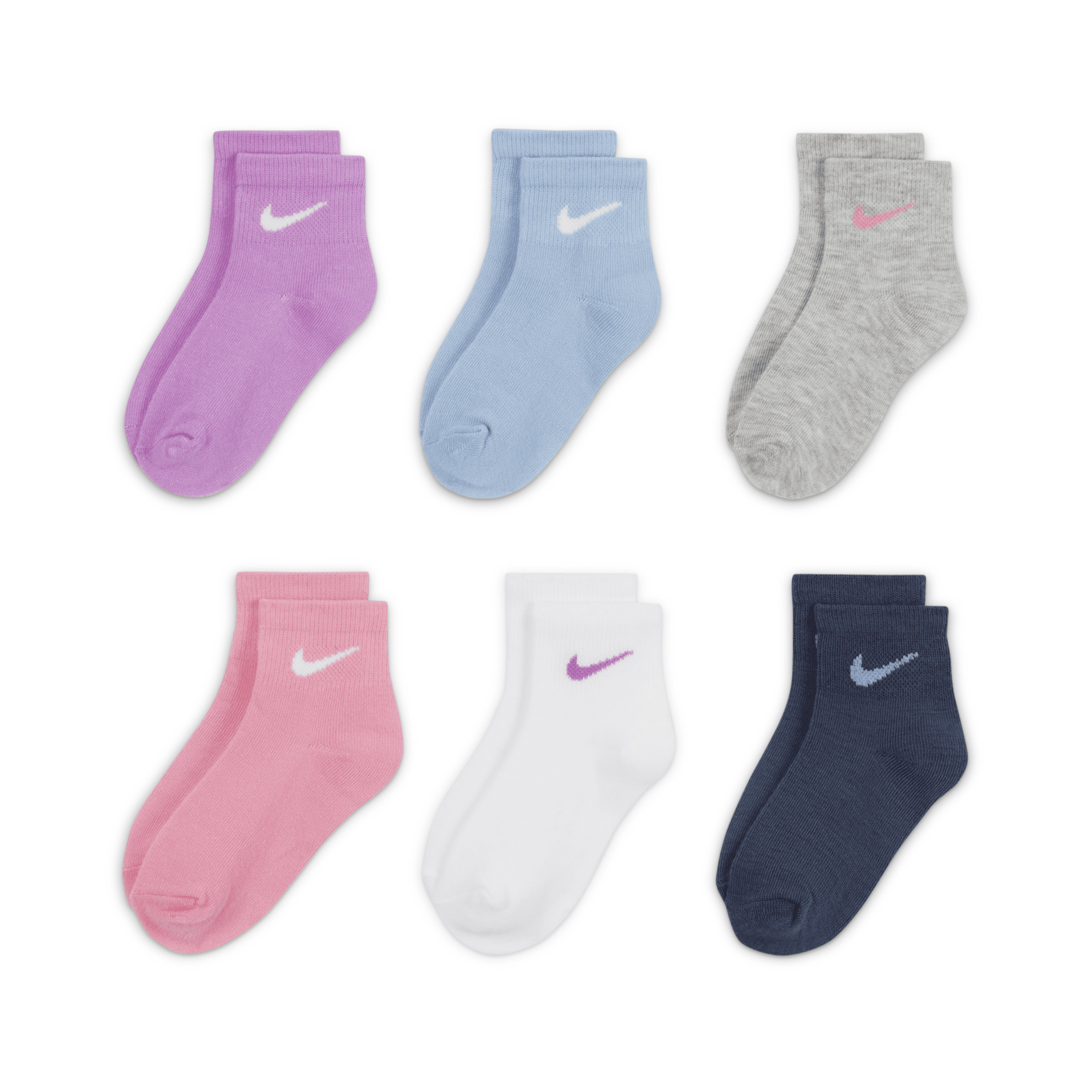 Nike Little Kids' Ankle Socks (6 Pairs) in Multicolor, Size: 10C-3 | UN0357-P3R | Nike (US)