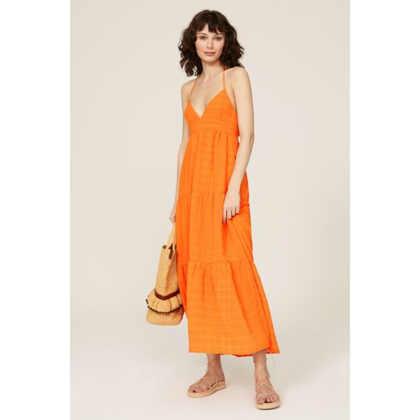 Slate & Willow Orange Midi Dress Orange | Rent the Runway