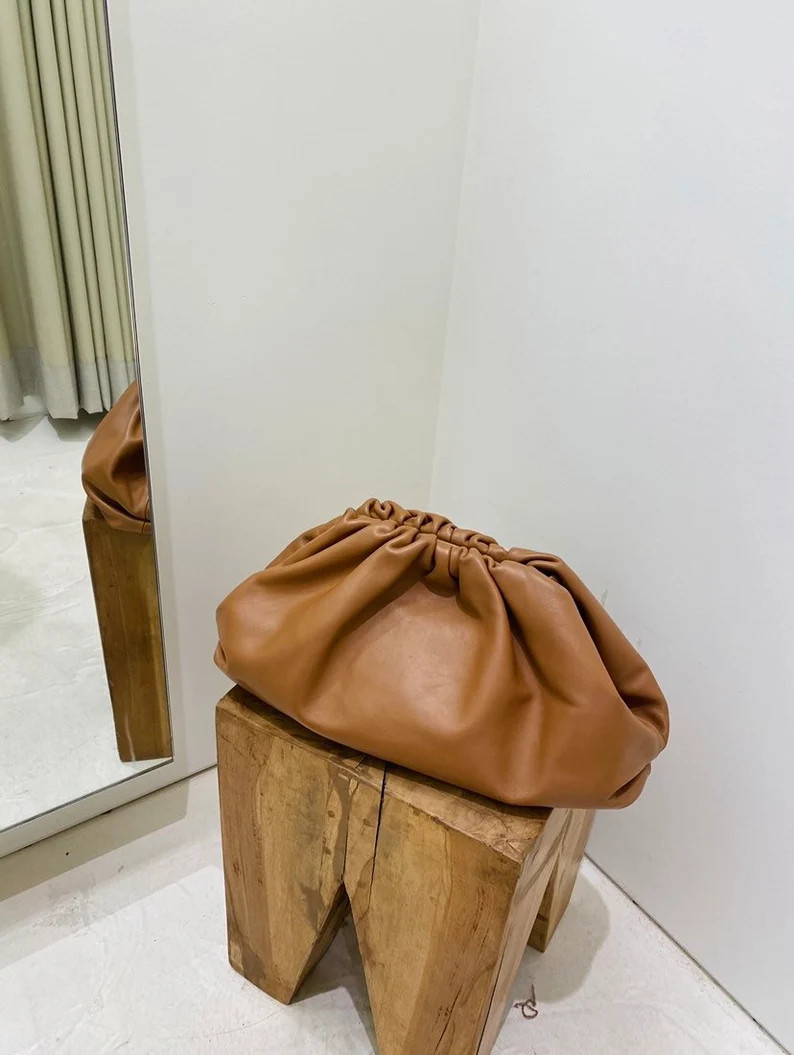 The Pouch Large Camel Leather Cloud Clutch Bag Made in Italy | Etsy | Etsy (US)