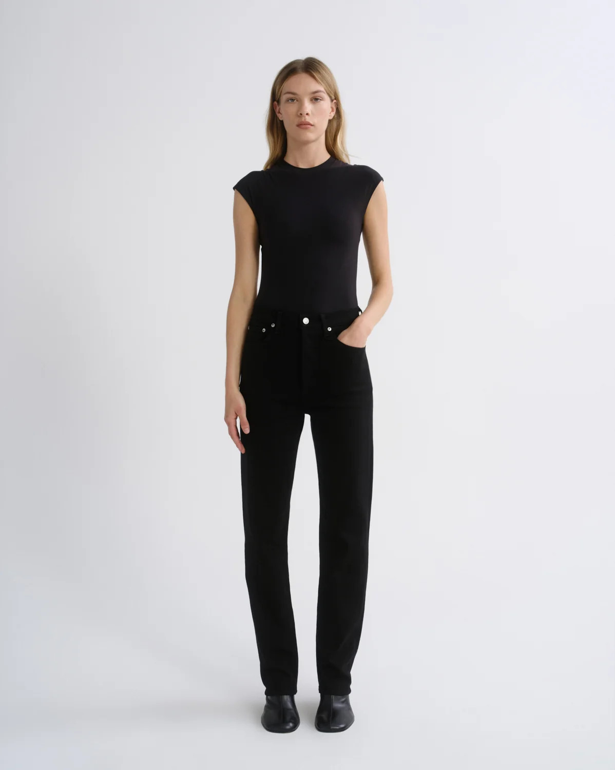 90's Pinch Waist High Rise Straight Long (Weightless Stretch) in Cover | AGOLDE