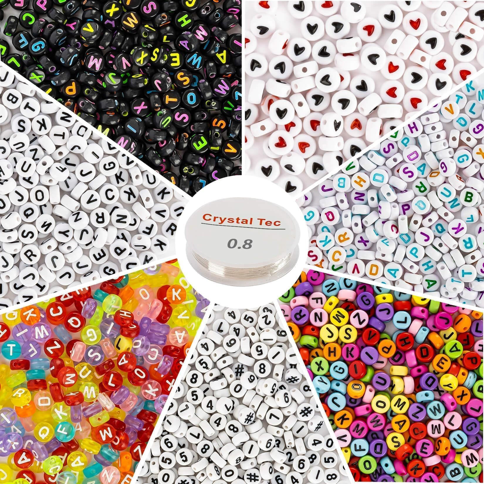 1900 Pcs 7 Colors Round Letter Beads for Bracelets - Sukh 4×7 mm Alphabet Number Letter Beads Bu... | Amazon (CA)