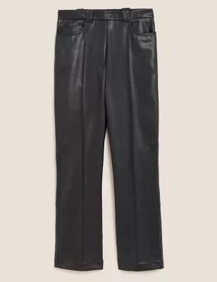 Leather Look Flared Ankle Grazer Trousers | Marks & Spencer (UK)