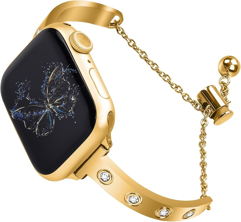 Stainless Steel Band Compatible with Apple Watch 38mm 40mm 41mm 42mm 44mm 45mm 46mm 49mm Pretty L... | Amazon (US)